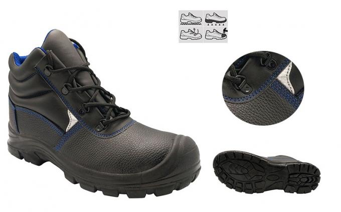Construction Site Ppe Safety Boots , Slip On Steel Toe Boots Warehouse Black Leather