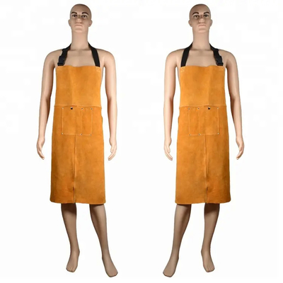Heat Resistant Yellow Cow Leather Welding Apron for Industrial Work