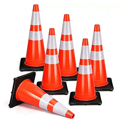 High Reflection 500MM PE Safety Road Warning White Plastic Cone For Traffic