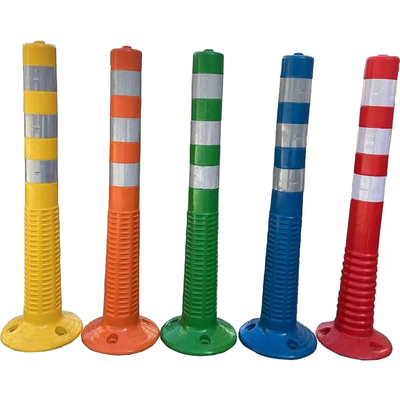 75cm High Resilience Reflective Delineator Post Colorful Spring/ Elastic Traffic Warning Post