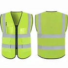 Reflective Outdoor PPE Safety Workwear Zipper Pockets Vest For Construction Companies