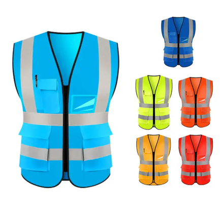 High Visibility Reflective Road Safety Vest Worker Construction Electrical Protective Vest With Pockets