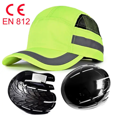 Fluorescent Green Reflective Safety Helmet Shock And Collision Proof Lightweight Protective Cap CE EN812 Bump Cap