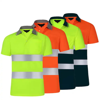 High Visibility Reflective Safety Caution Men Work Wear Construction Polo Shirts T-Shirts Vest Clothing