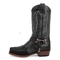 Mid Length Embroidered Leather Boots With Buckle And Side Zipper For Warm Riding Boots