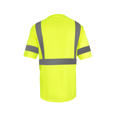 Wholesale Fluorescent Orange O Neck Reflective Safety Mens Custom Logo Sleeve Hi Vis T Shirt