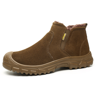 Wool And Thickened Warm And Cold Steel Coated Head Anti-Smash And Anti-Puncture Cowhide Solid Bottom Light Cotton Shoes