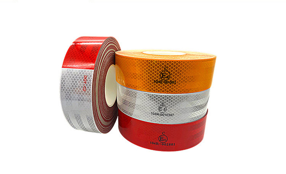 White Yellow Red  ECE 104 R ECE-104 Hi Vis Adhesive Micro Prismatic Reflective Truck Vehicle Warning Tape Safety Marking