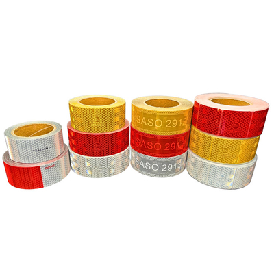 White Yellow Red  ECE 104 R ECE-104 Hi Vis Adhesive Micro Prismatic Reflective Truck Vehicle Warning Tape Safety Marking