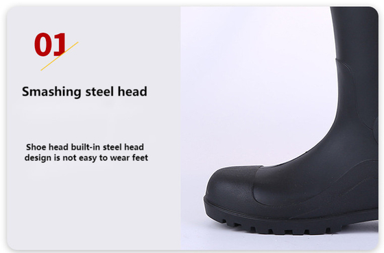 Special Anti-Smash, Oil-Resistant And Anti-Slip Black Labor Protection Rain Boots