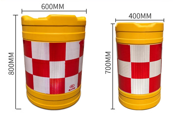 Red And White Reflective Isolation Piers At Highway Intersections