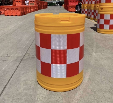 Red And White Reflective Isolation Piers At Highway Intersections