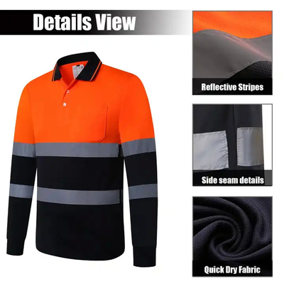 High Visibility Reflective Safety Caution Men Work Wear Construction Polo Shirts T-Shirts Vest Clothing