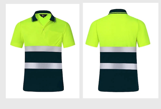 High Visibility Reflective Safety Caution Men Work Wear Construction Polo Shirts T-Shirts Vest Clothing