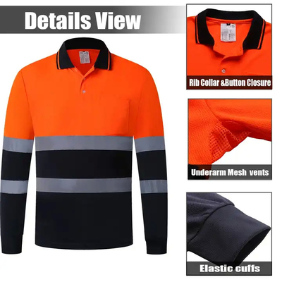 High Visibility Reflective Safety Caution Men Work Wear Construction Polo Shirts T-Shirts Vest Clothing