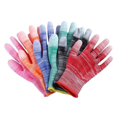 PU Finger Gloves Nylon Glue Impregnated Thin Anti Skid And Wear Resistant Labor Protection Gloves