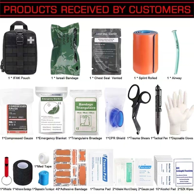 74 Piece Upgrade Tactical Molle Ifak Trauma First Aid Kit Pouch Rip Away Refill Supplies For Survival Camping Hiking Tra