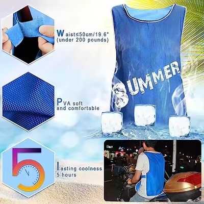 Evaporative Ice Cooling Vest Blue PVA Water Activated Vests With Reflective Tape Air Conditioner Jacket For Outdoor