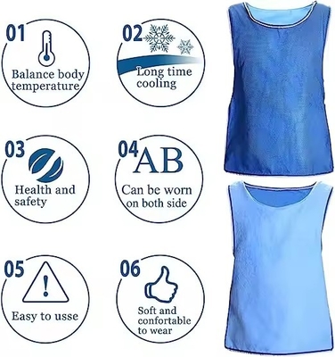Evaporative Ice Cooling Vest Blue PVA Water Activated Vests With Reflective Tape Air Conditioner Jacket For Outdoor