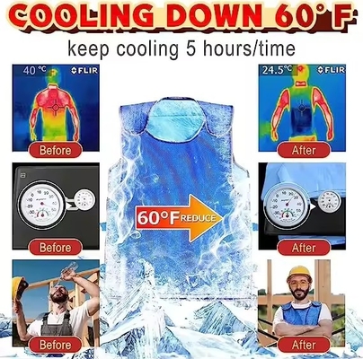 Evaporative Ice Cooling Vest Blue PVA Water Activated Vests With Reflective Tape Air Conditioner Jacket For Outdoor
