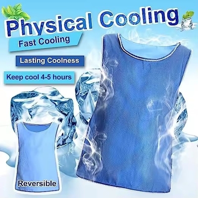 Evaporative Ice Cooling Vest Blue PVA Water Activated Vests With Reflective Tape Air Conditioner Jacket For Outdoor
