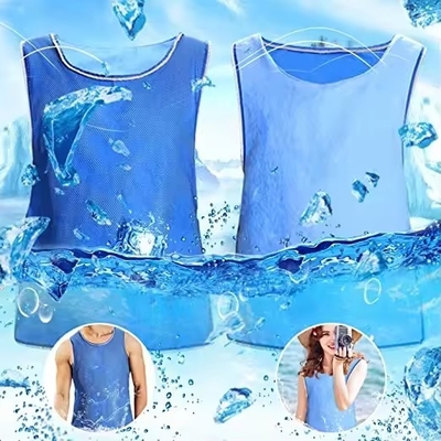 Evaporative Ice Cooling Vest Blue PVA Water Activated Vests With Reflective Tape Air Conditioner Jacket For Outdoor