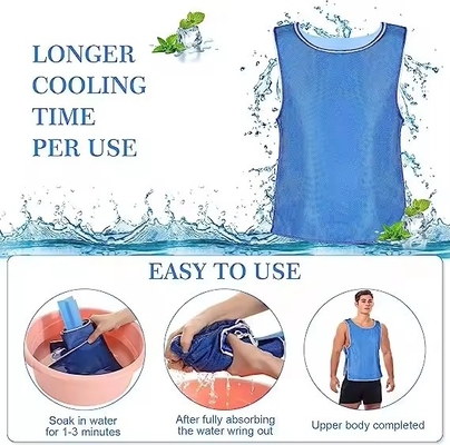 Evaporative Ice Cooling Vest Blue PVA Water Activated Vests With Reflective Tape Air Conditioner Jacket For Outdoor