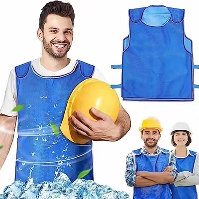 Evaporative Ice Cooling Vest Blue PVA Water Activated Vests With Reflective Tape Air Conditioner Jacket For Outdoor
