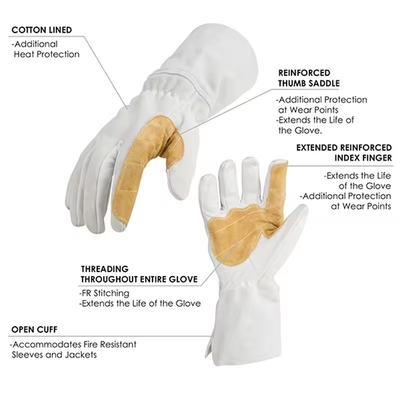 41cm Soft Top Grain Goatskin Leather Welding Gloves Goat Skin Kevlar Stitching Tig Welder Mitten Welding Gloves