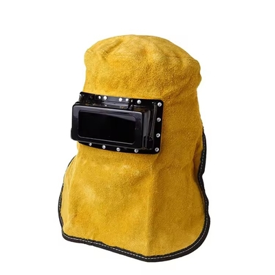 Solar Powered Leather Welding Mask Glasses Head Wearing Foldable Full Face Mask With Flip Type Cover
