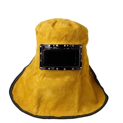 Solar Powered Leather Welding Mask Glasses Head Wearing Foldable Full Face Mask With Flip Type Cover