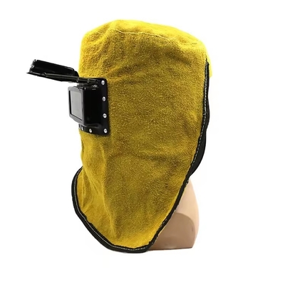 Solar Powered Leather Welding Mask Glasses Head Wearing Foldable Full Face Mask With Flip Type Cover