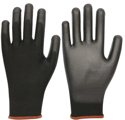 Industrial Electron Work Safety Black Polyurethane Guantes PU Coated Gloves EN388 4131X