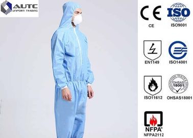 Non Woven Chemical Protective Clothing Full Face Two Way Zipper Bound Seams