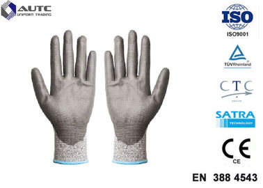 Elastic Seamless Knit Industrial Safety Hand Gloves 3 Gauge HPPE Liner PU Coated