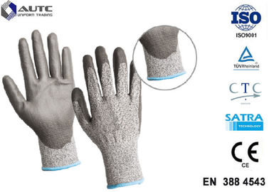 Elastic Seamless Knit Industrial Safety Hand Gloves 3 Gauge HPPE Liner PU Coated