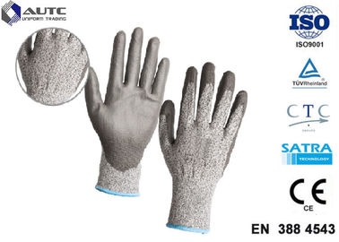 Elastic Seamless Knit Industrial Safety Hand Gloves 3 Gauge HPPE Liner PU Coated