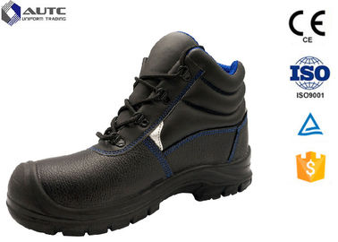 Construction Site Ppe Safety Boots , Slip On Steel Toe Boots Warehouse Black Leather