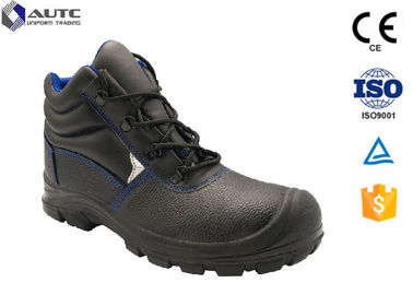 Construction Site Ppe Safety Boots , Slip On Steel Toe Boots Warehouse Black Leather