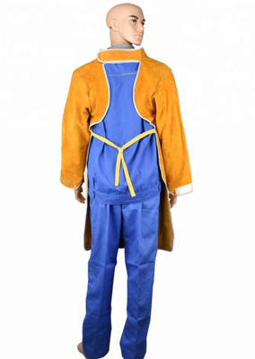 Durable Cow Leather Welding Clothes Long Coat Apron Protection Clothes PPE Safety Wear