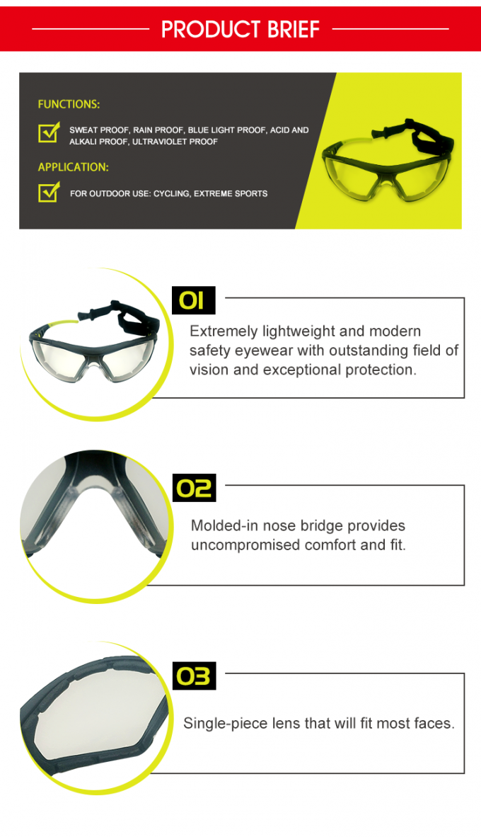 Scientific Sealed PPE Safety Goggles , Protector Safety Glasses Anti Blue Light