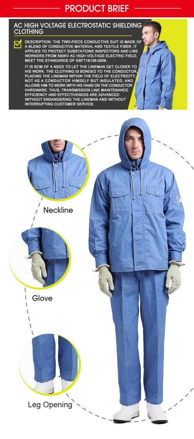 Fiber Blended Ppe Protective Clothing High Voltage Conductive Suit For