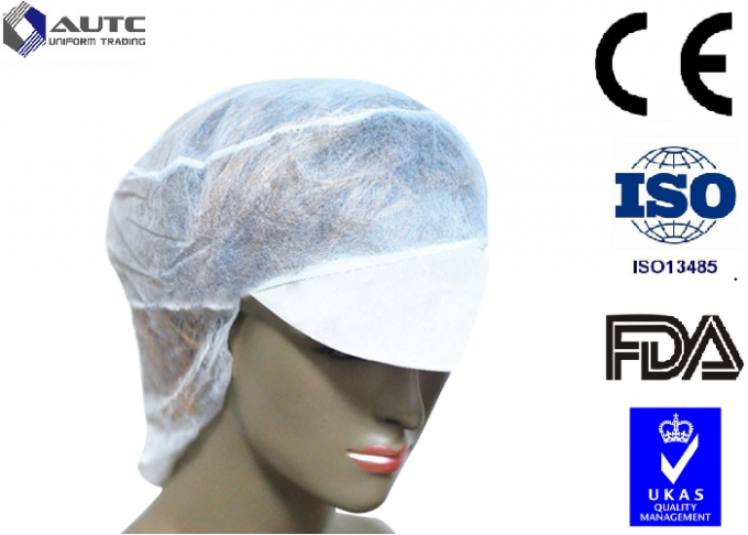 Peak Disposable Medical Caps Stitched Band Repels Fluids With Hair Net