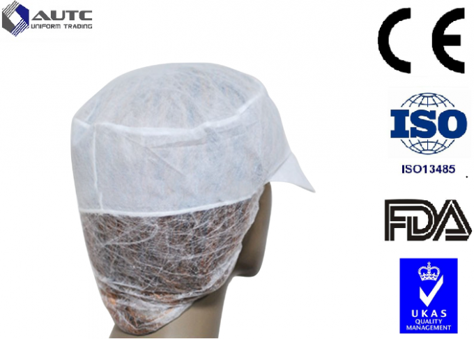 Peak Disposable Medical Caps Stitched Band Repels Fluids With Hair Net