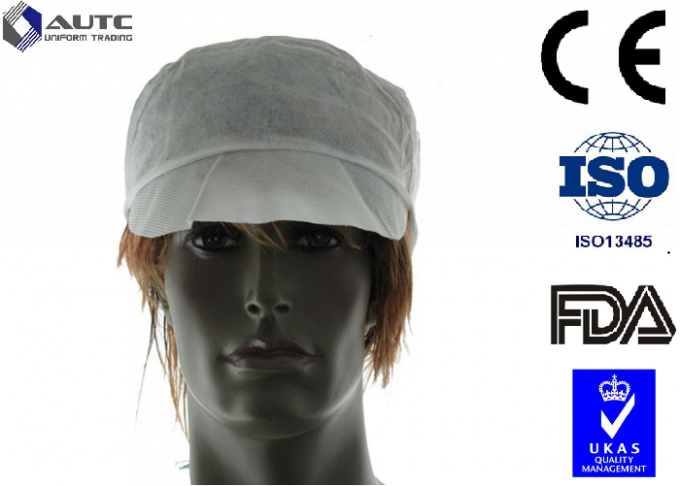 Peak Disposable Medical Caps Stitched Band Repels Fluids With Hair Net