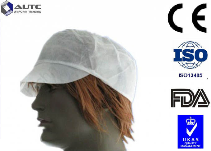 Peak Disposable Medical Caps Stitched Band Repels Fluids With Hair Net